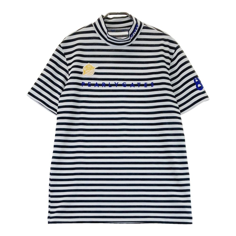 サイズ 5 PEARLY GATES パーリーゲイツ ハイネック 半袖Tシャツ ボーダー柄 ネイビー系 240101548205 ゴルフウェア メンズ ストスト WWW_SMP1DAWEKUDUS_SCH_ID