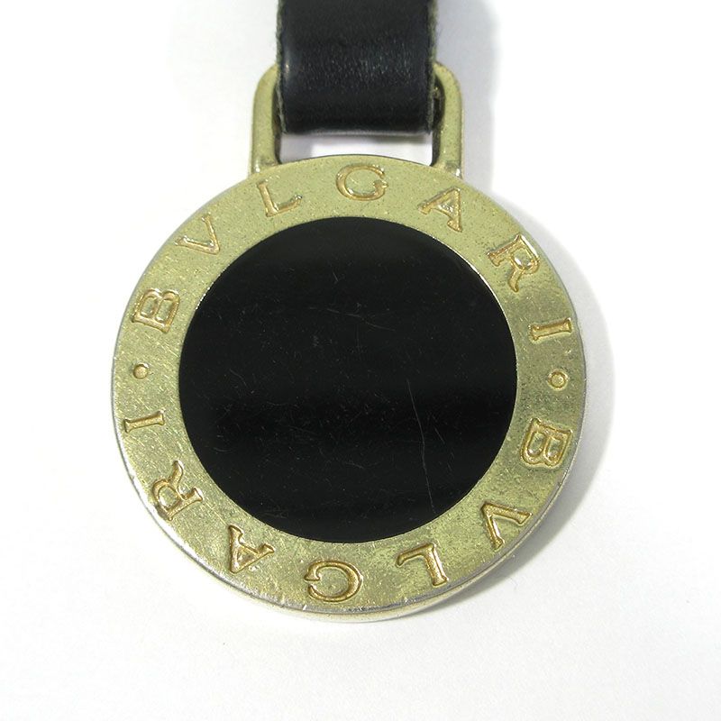 BVLGARI ブルガリ キーリング メタル レザー ブラック×ゴールド系 135