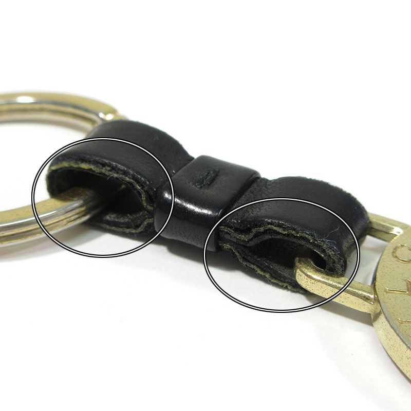  BVLGARI ブルガリ キーリング メタル レザー ブラック×ゴールド系 135 キーホルダー キーリング 小物