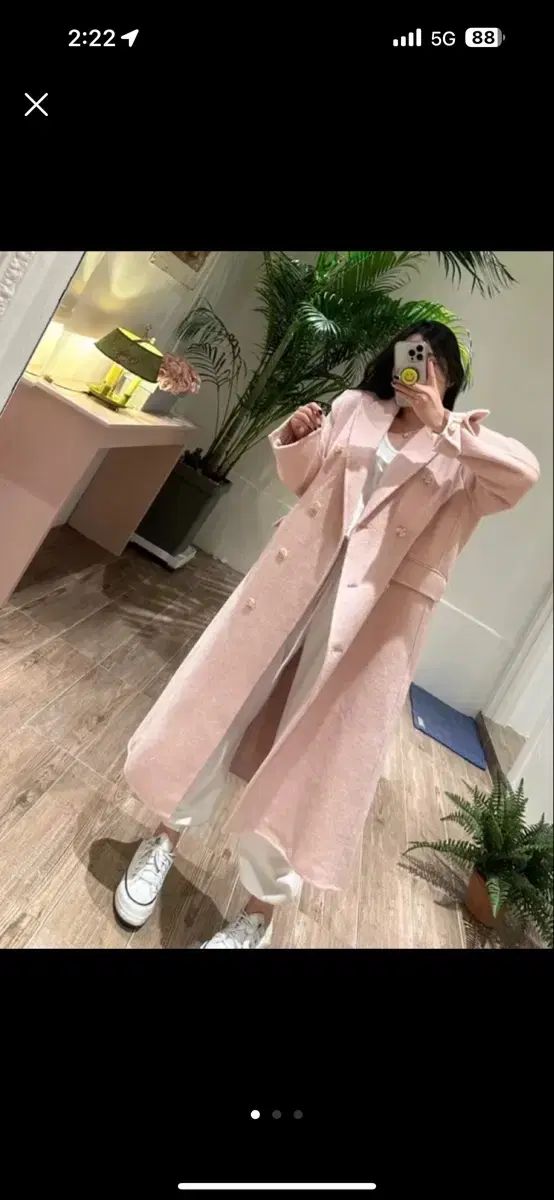 ダブルハンドメイド ロングコート いちごミルク COLOR ウール70