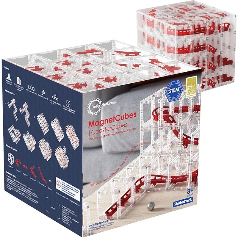 彡DesignNest マグネットキューブ magnetcubes 知育玩具 STEM 教育 ビー玉転がし 組み立て 子供 算数力 おもちゃ プレゼント 組立済タイプ 0
