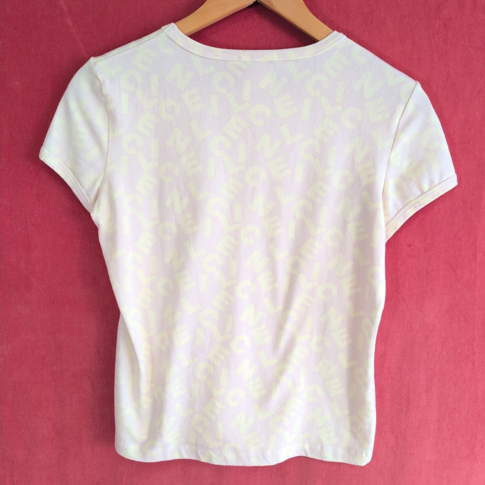 CELINE セリーヌ トップス カットソー Tシャツ フレンチスリーブ ロゴ モノグラム ストーンデザイン レディース サイズL