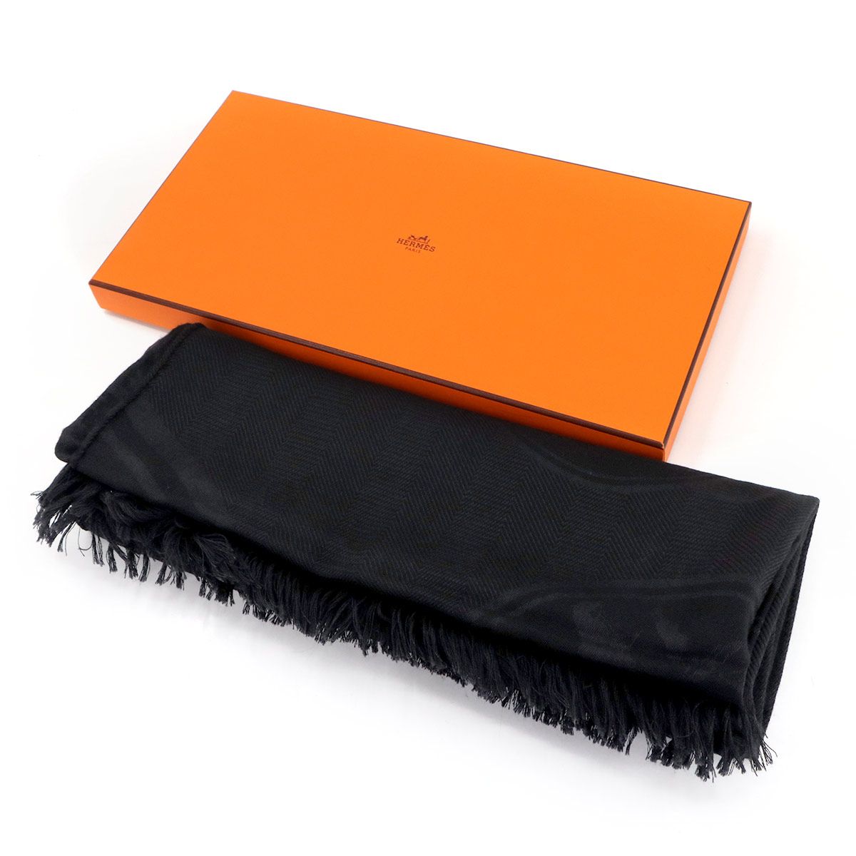 エルメス HERMES ニューリブリス 大判 ストール カシミヤ 綿 ブラック エクスリブリス 蔵書印 New Libris Scarf 90293353