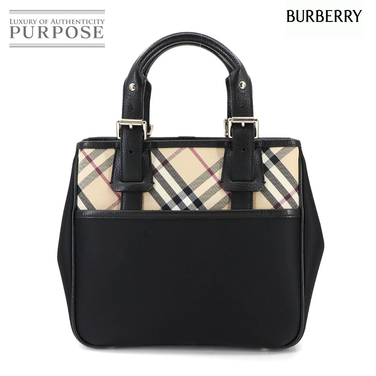 新品同様 バーバリー BURBERRY ノバチェック ハンド バッグ キャンバス 新品同様 バーバリー BURBERRY ノバチェック ハンド バッグ キャンバス