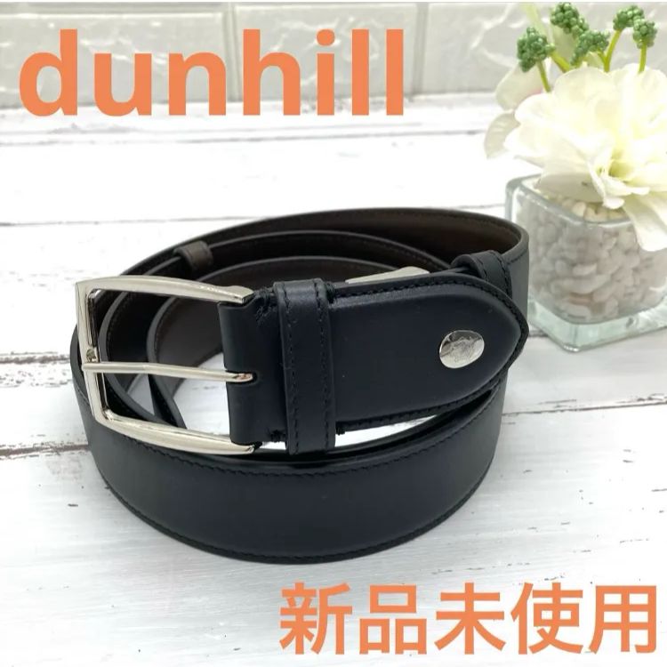 dunhill ダンヒル レザー シルバー金具 ベルトメンズブラック