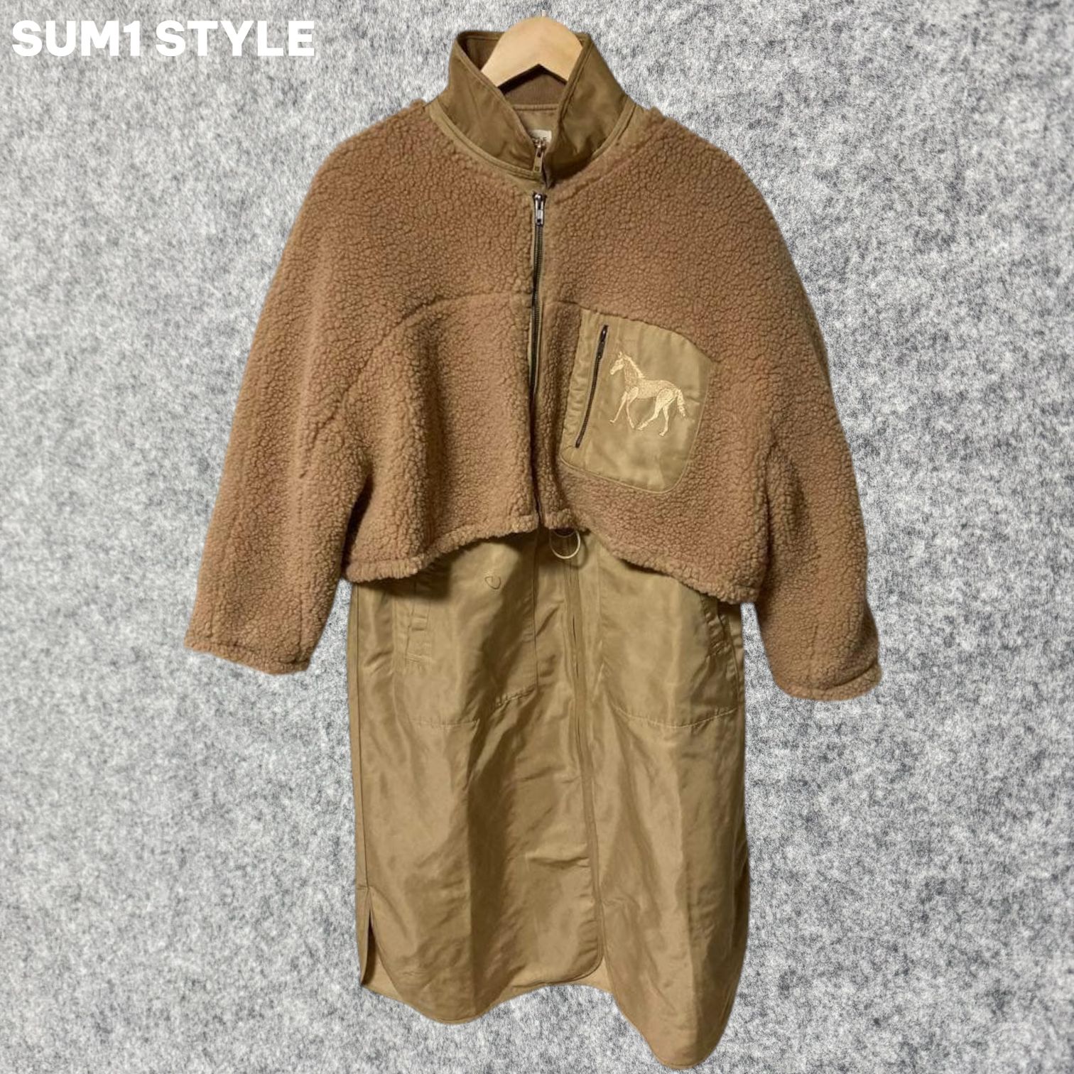 SUM1 STYLE ボアブルゾン付き3WAY馬刺繍コート Fサイズ 【公式通販】