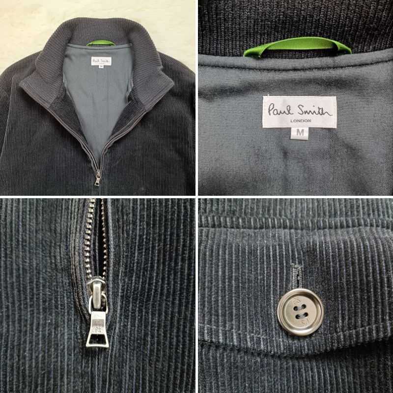 24h特別価格　ポールスミス ジャケット コーデュロイ 綿 総裏×柄 紺 L Paul Smith ポールスミス コーデュロイジャケット M メンズ ブラック