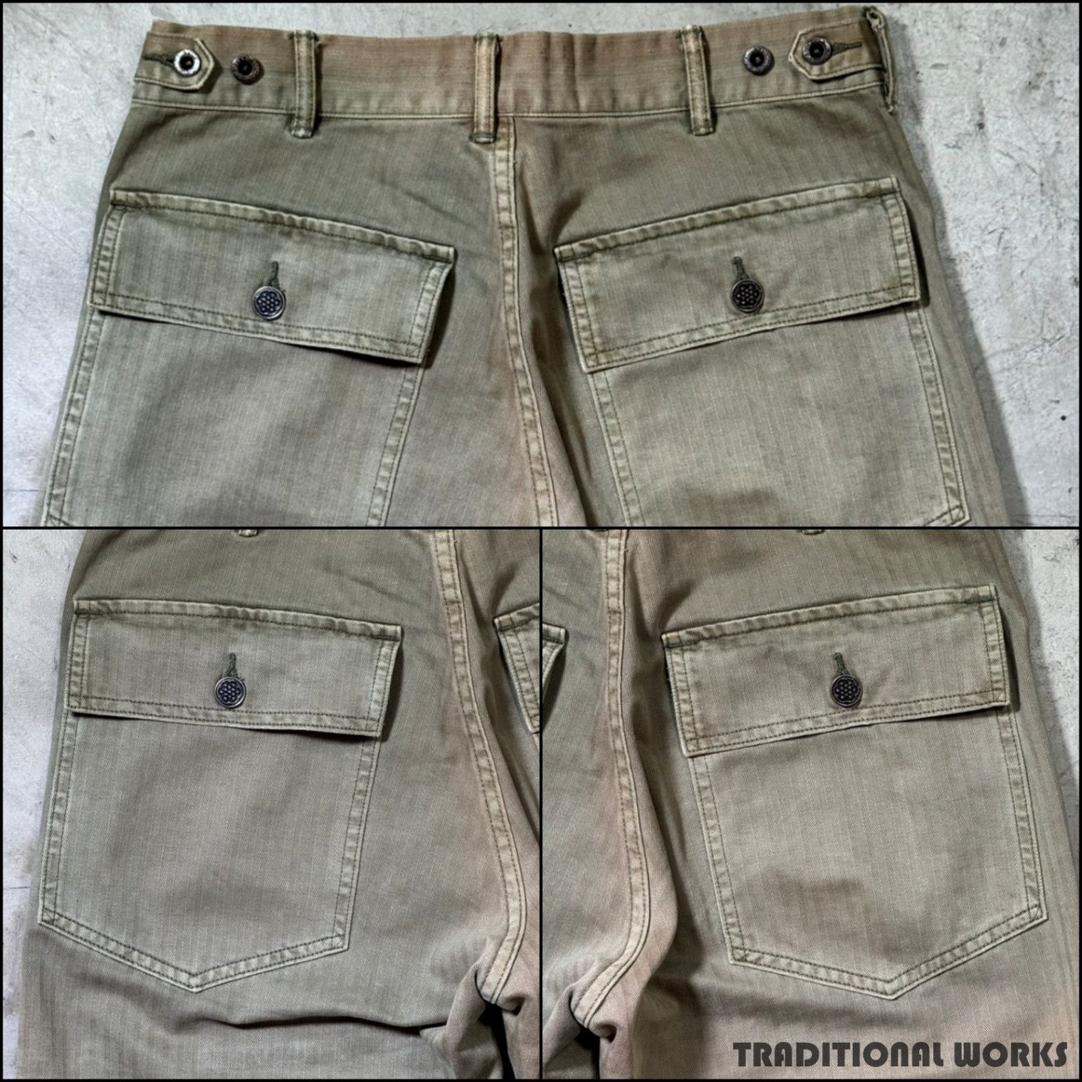 RRL ダブルアールエル 13スターボタン HBTベイカーパンツ ヘリンボーン