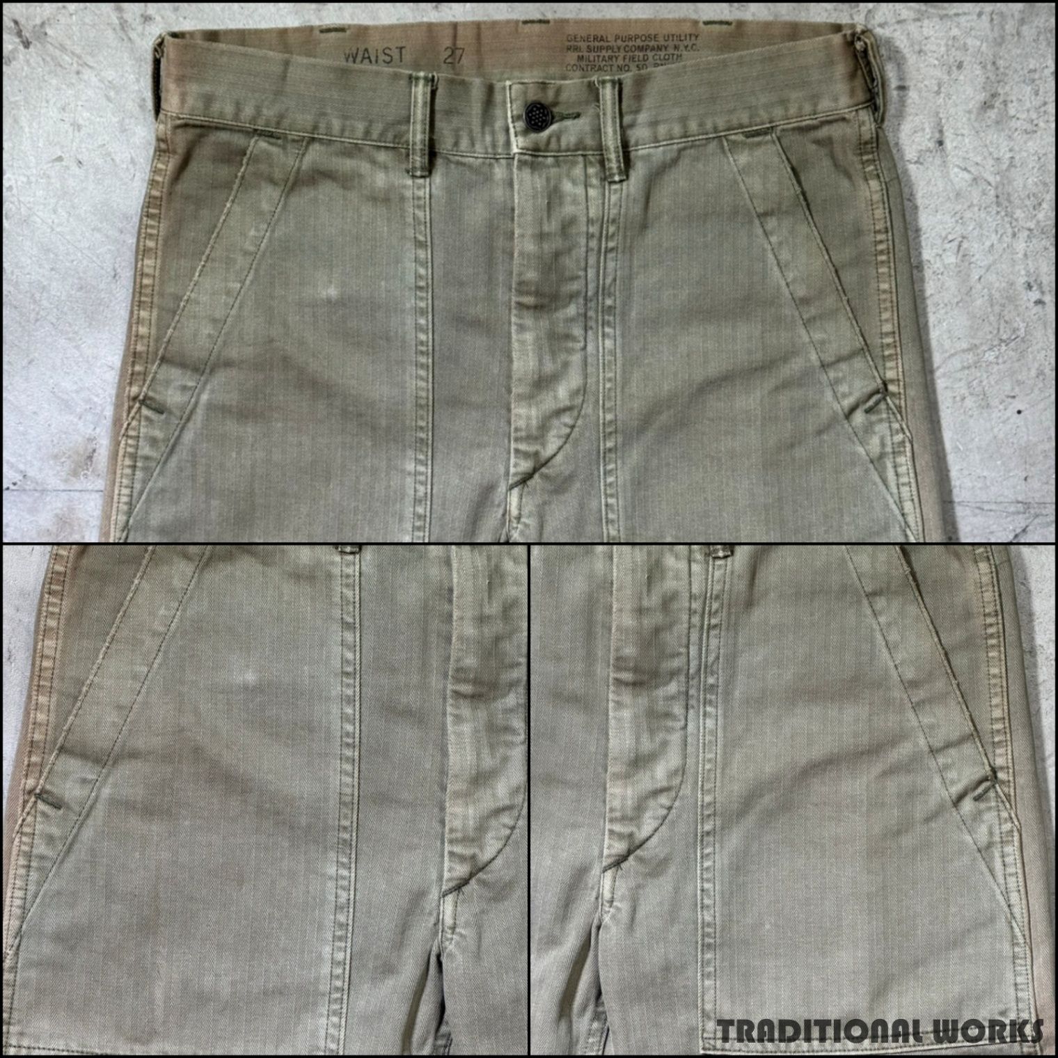 RRL ダブルアールエル 13スターボタン HBTベイカーパンツ ヘリンボーン 