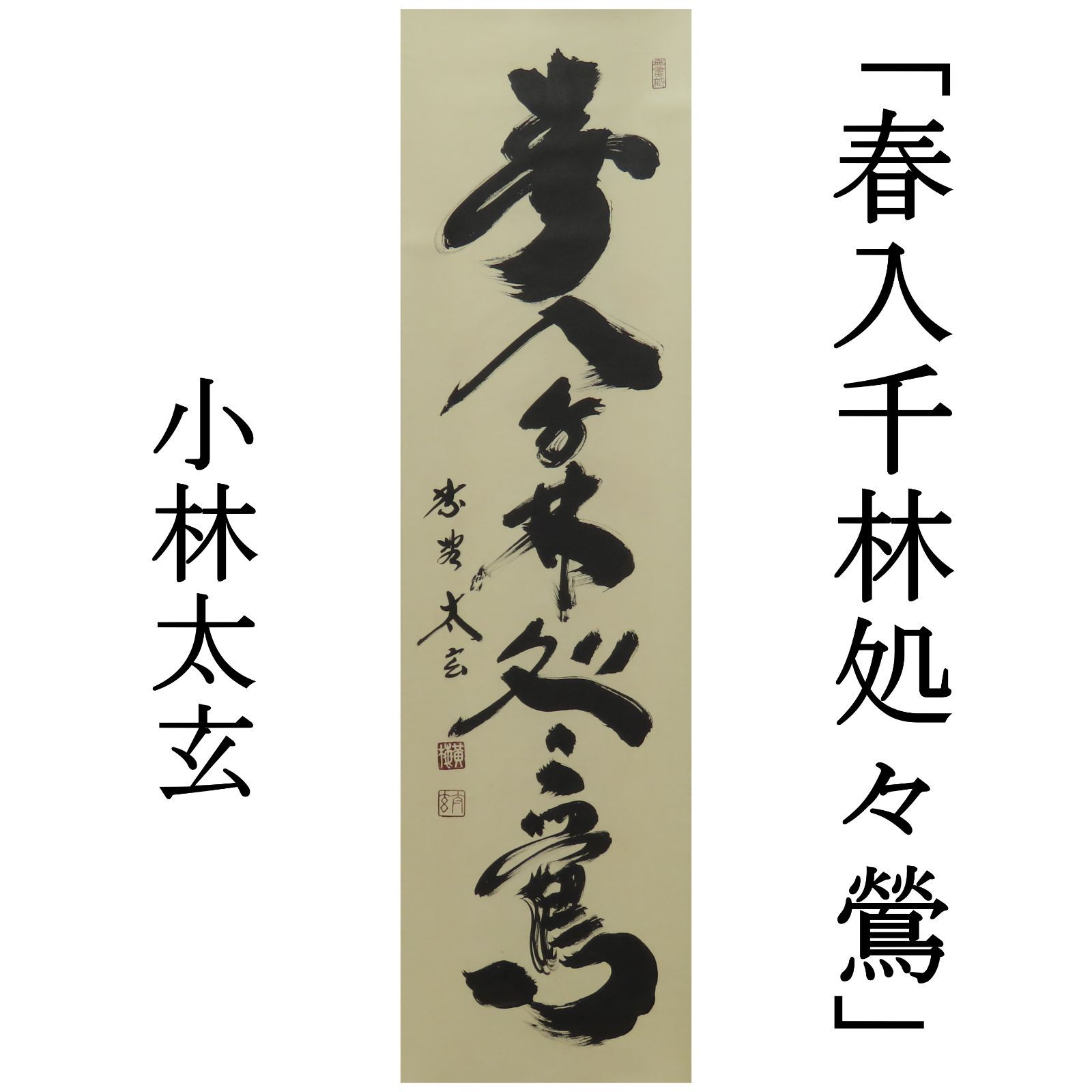 02s20 小林太玄 掛軸 大徳寺塔頭 黄梅院 春入千林処々鶯 肉筆 共箱 1992年 広島そごう 価格81 000円 お茶道具 茶掛