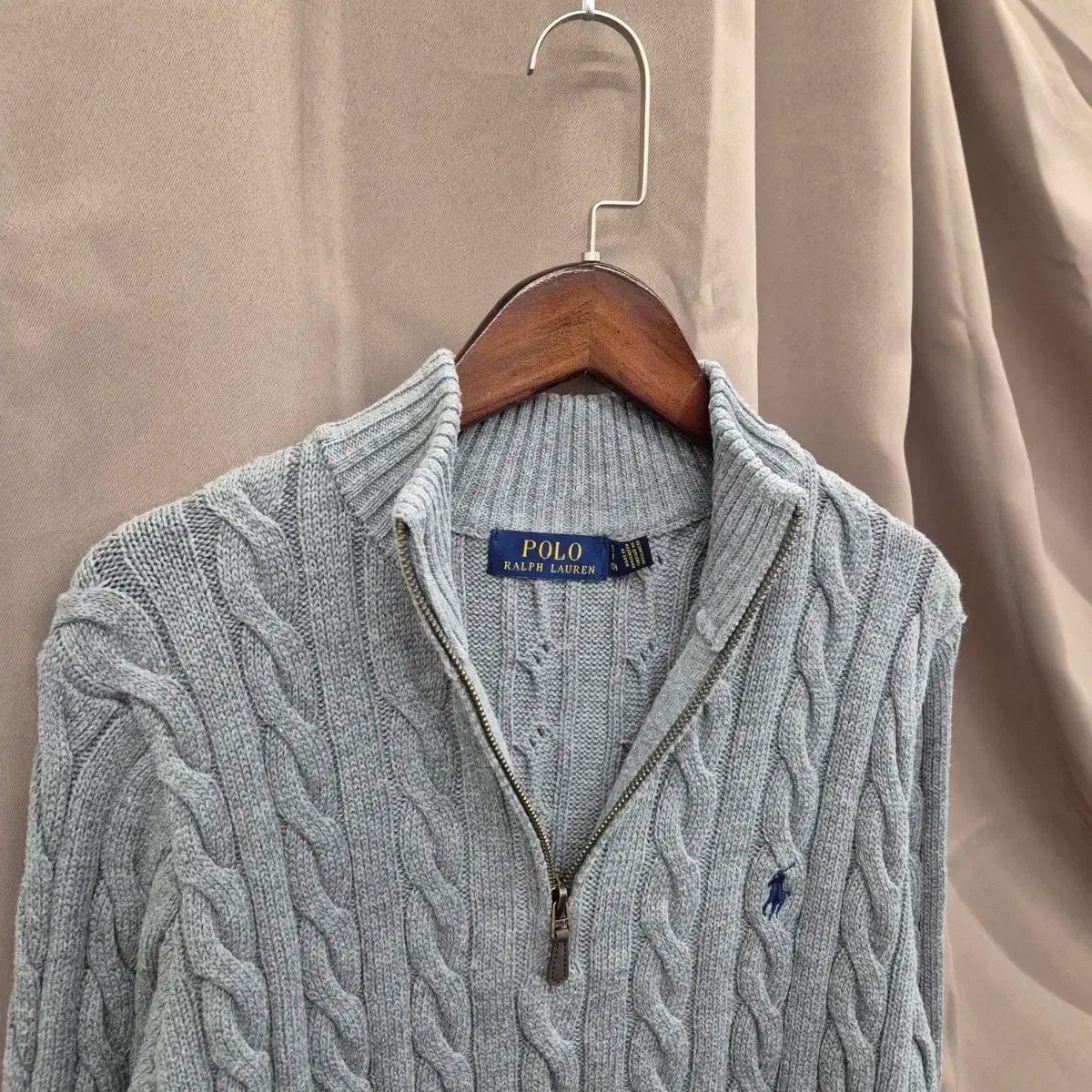 ポロラルフローレン ハーフジップアップ ケーブルニット L