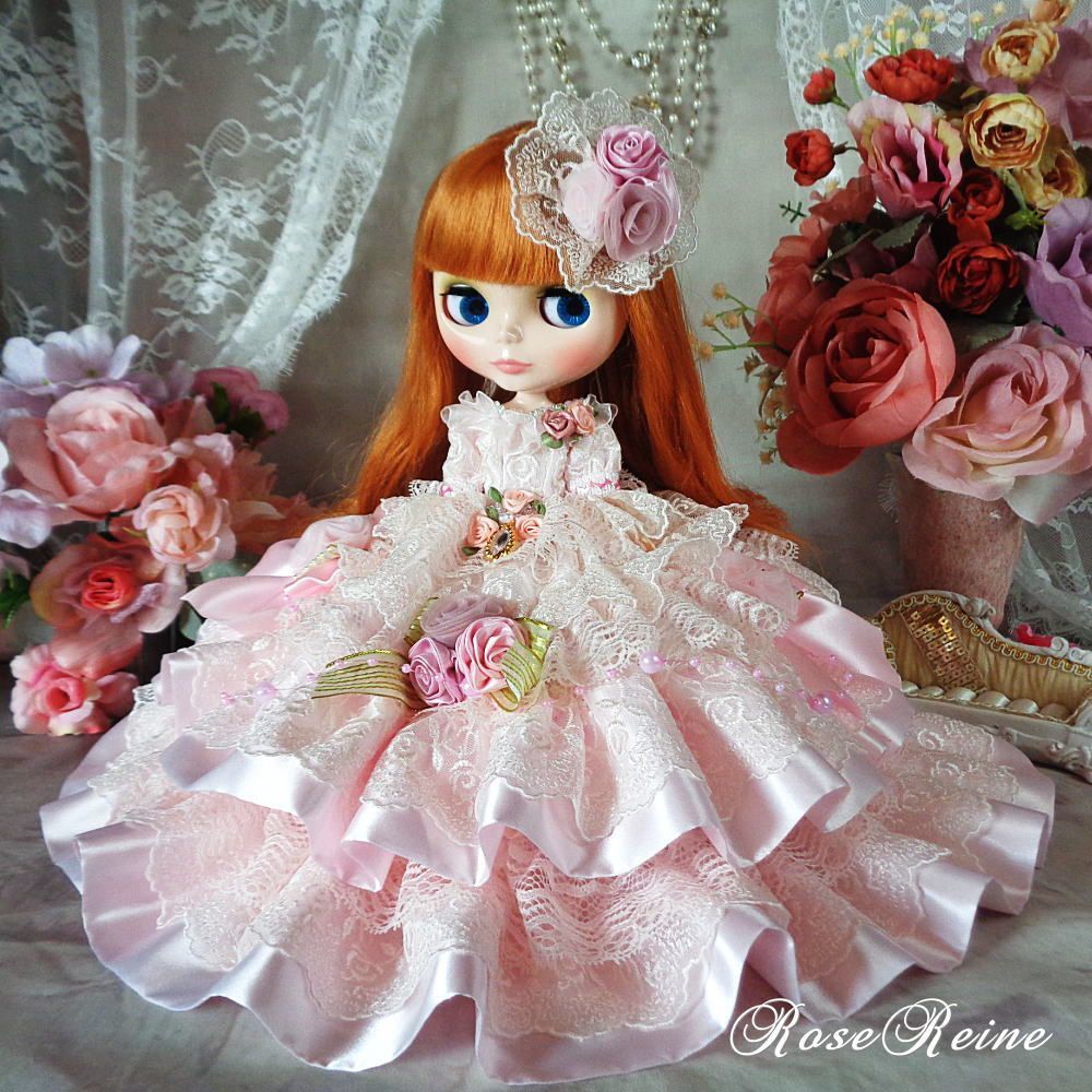 麗しのパールピンクのスウィートハニーボリュームフリルドールドレス