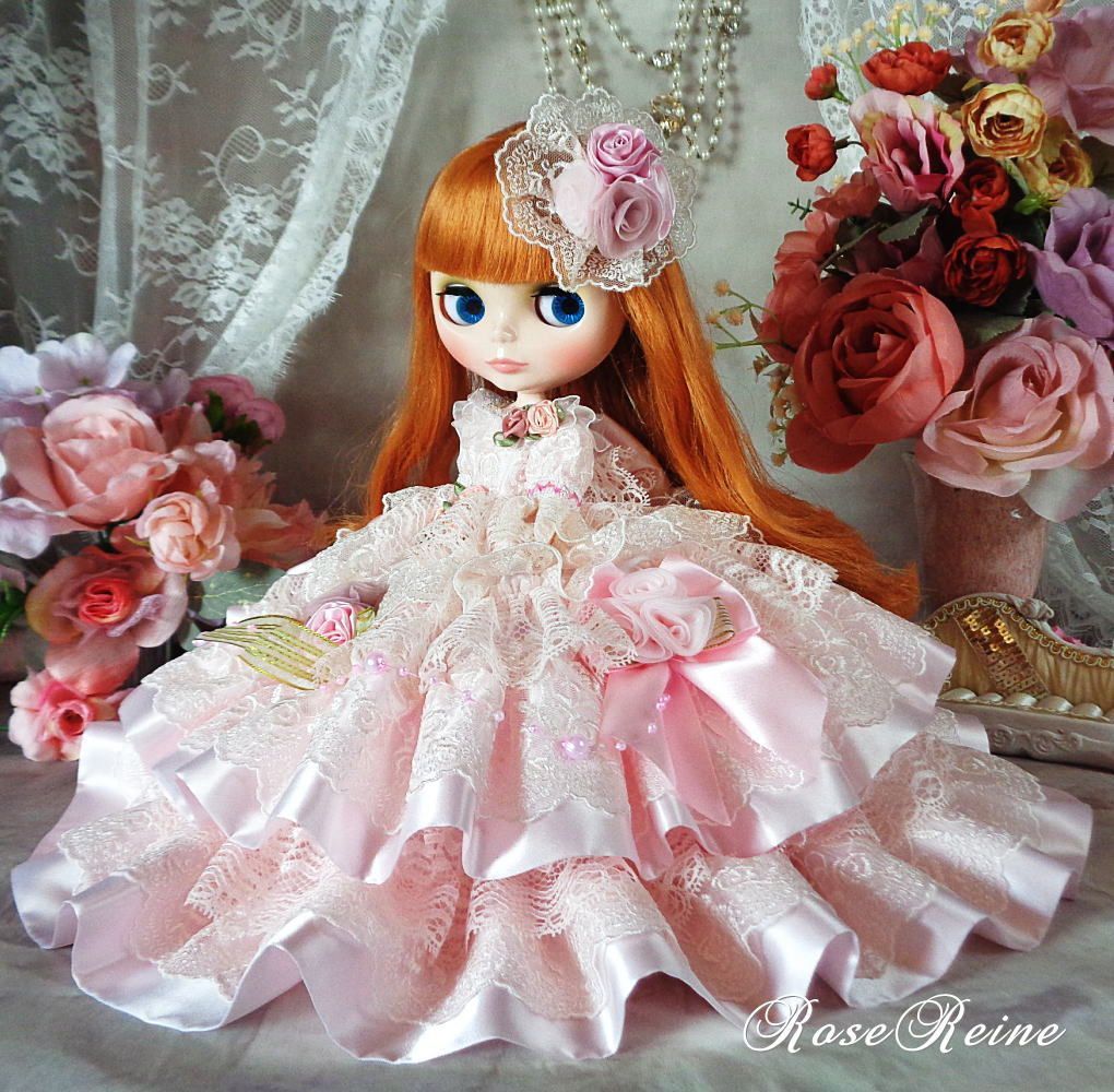 麗しのパールピンクのスウィートハニーボリュームフリルドールドレス