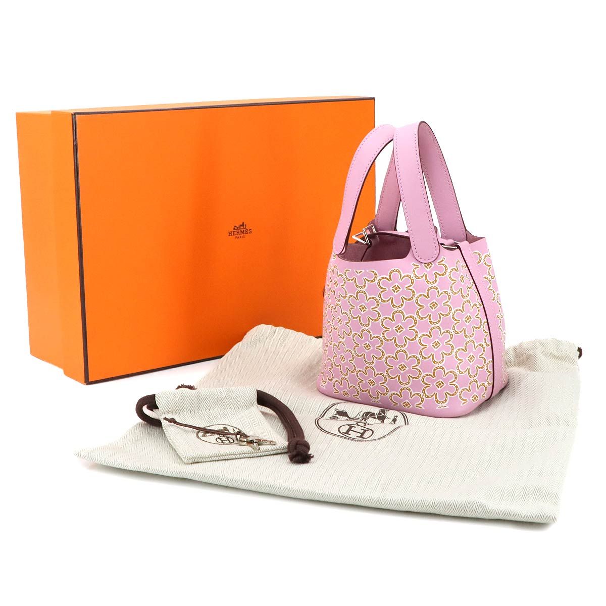 エルメス HERMES ピコタンロック マイクロ ラッキーデイジー ハンド バッグ スイフト モーヴシルベストル 90299265