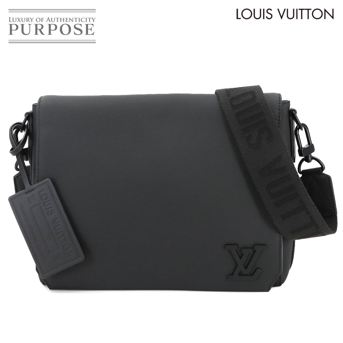 ルイ ヴィトン LOUIS VUITTON アエログラム テイクオフ メッセンジャー ショルダー バッグ レザー ブラック M57080 90299404