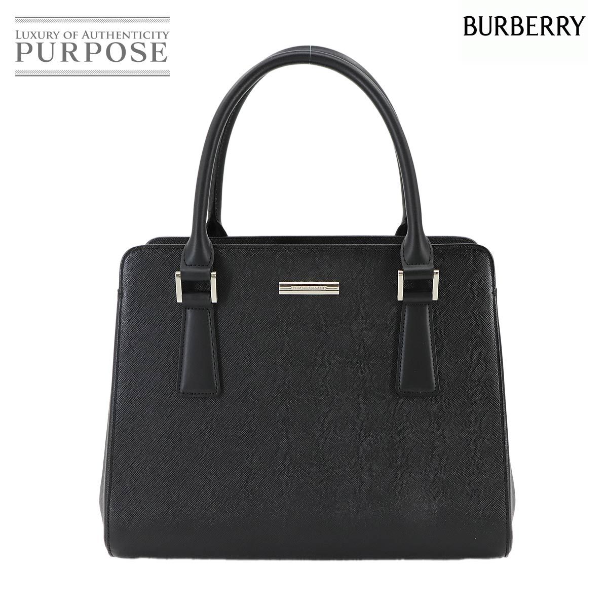 バーバリー BURBERRY ハンド バッグ レザー ブラック ノバチェック シルバー 金具 Hand Bag 90299439