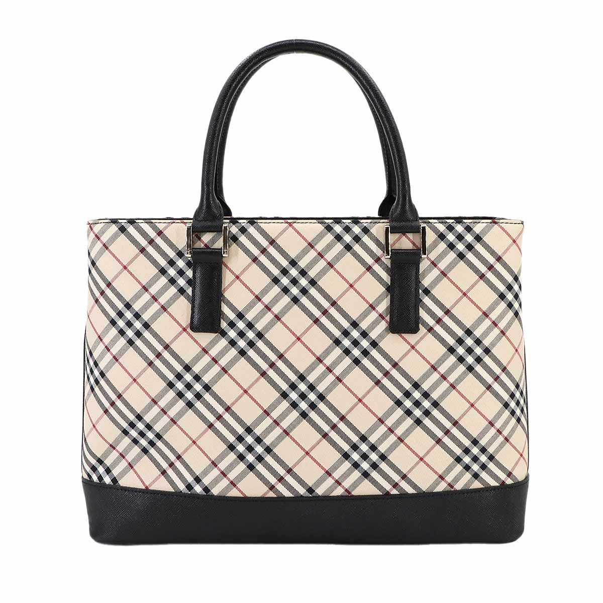 バーバリー BURBERRY ノバチェック ハンド バッグ キャンバス レザー ベージュ ブラック Hand Bag 90299649