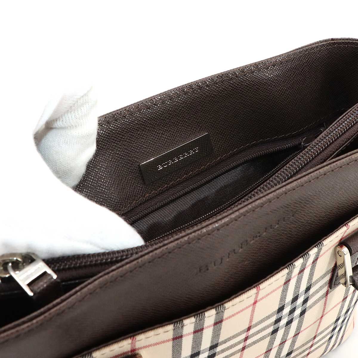 バーバリー BURBERRY ノバチェック ハンド バッグ キャンバス レザー ベージュ ブラウン Hand Bag 90299650 DECORATOM_COM_BR
