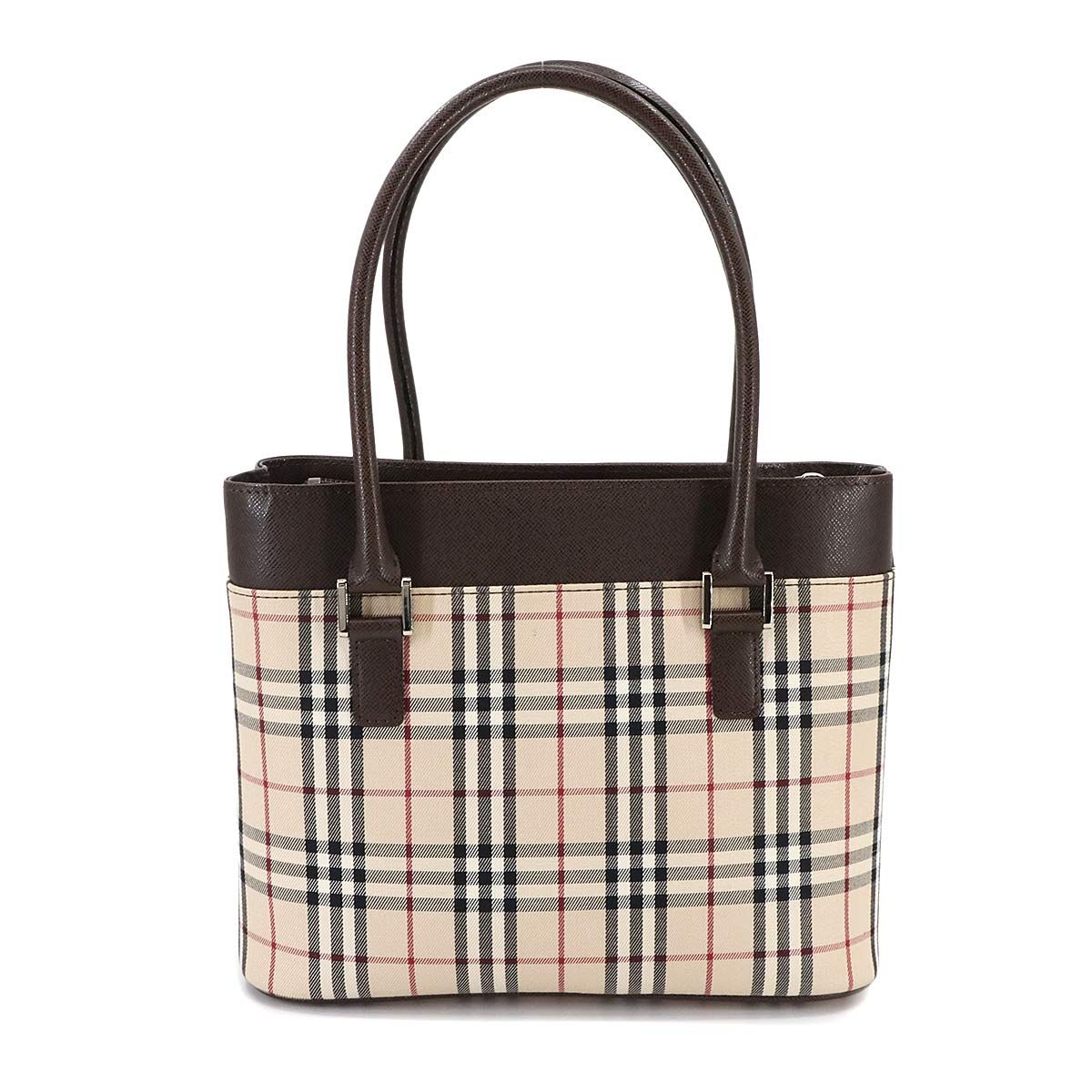 バーバリー BURBERRY ノバチェック ハンド バッグ キャンバス レザー ベージュ ブラウン Hand Bag 90299650