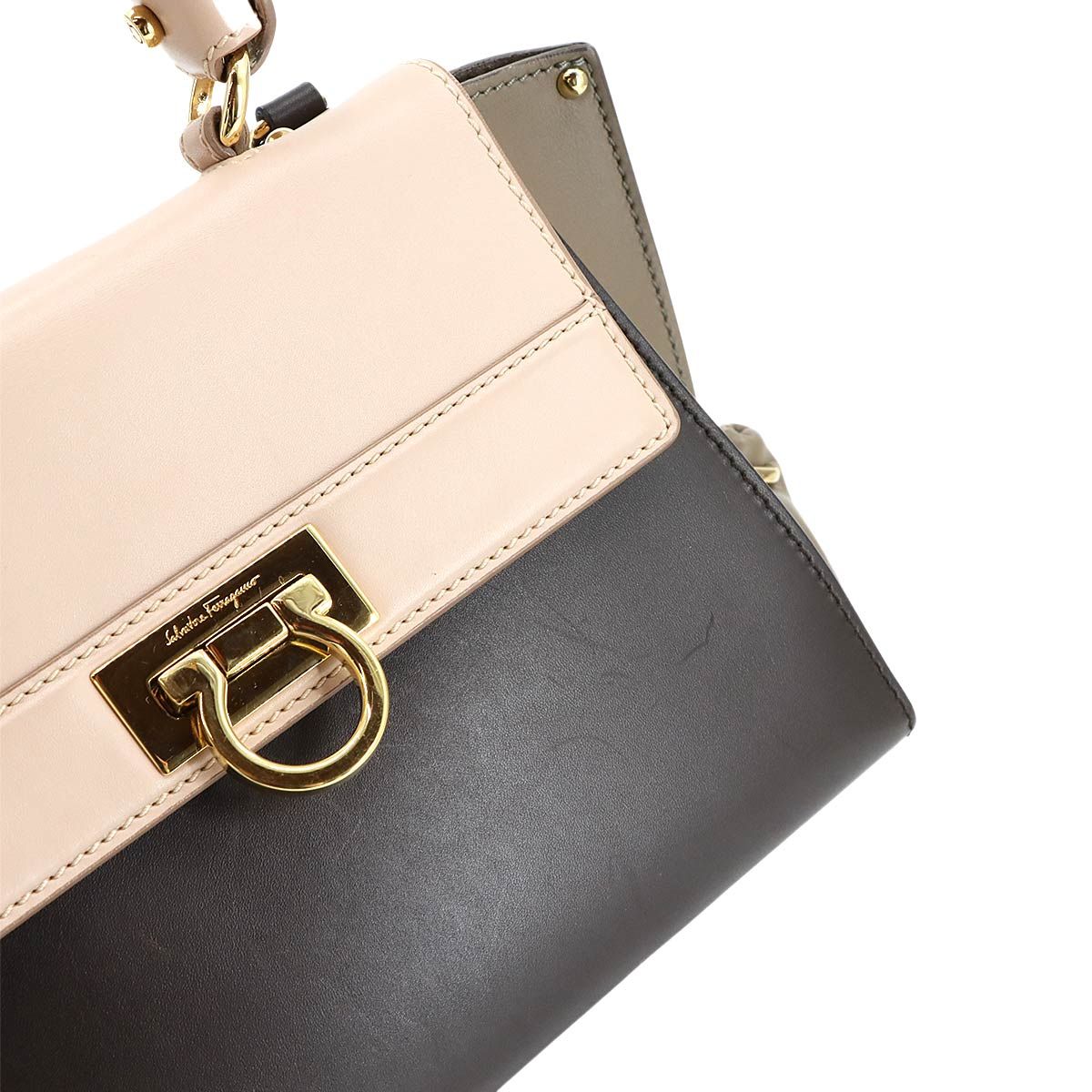 サルヴァトーレ フェラガモ Salvatore Ferragamo ガンチーニ ソフィア 2way ハンド ショルダー バッグ レザー ブラウン ピンク 90299664 DECORATOM_COM_BR