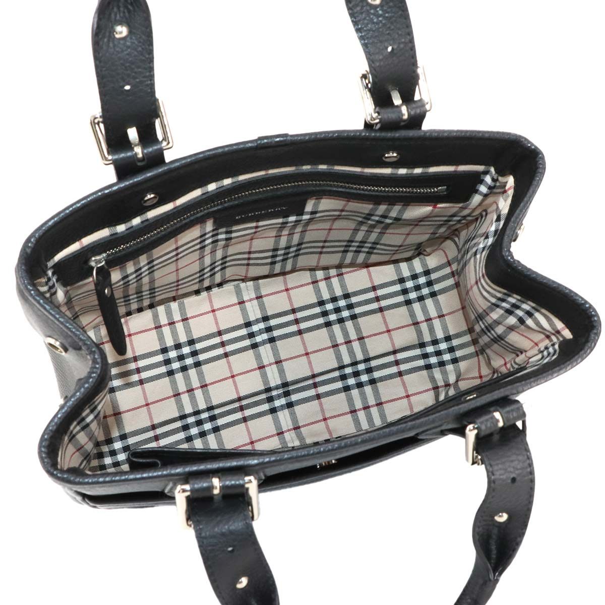 バーバリー BURBERRY ハンド バッグ レザー ブラック ノバチェック シルバー 金具 Hand Bag 90299683 DECORATOM_COM_BR