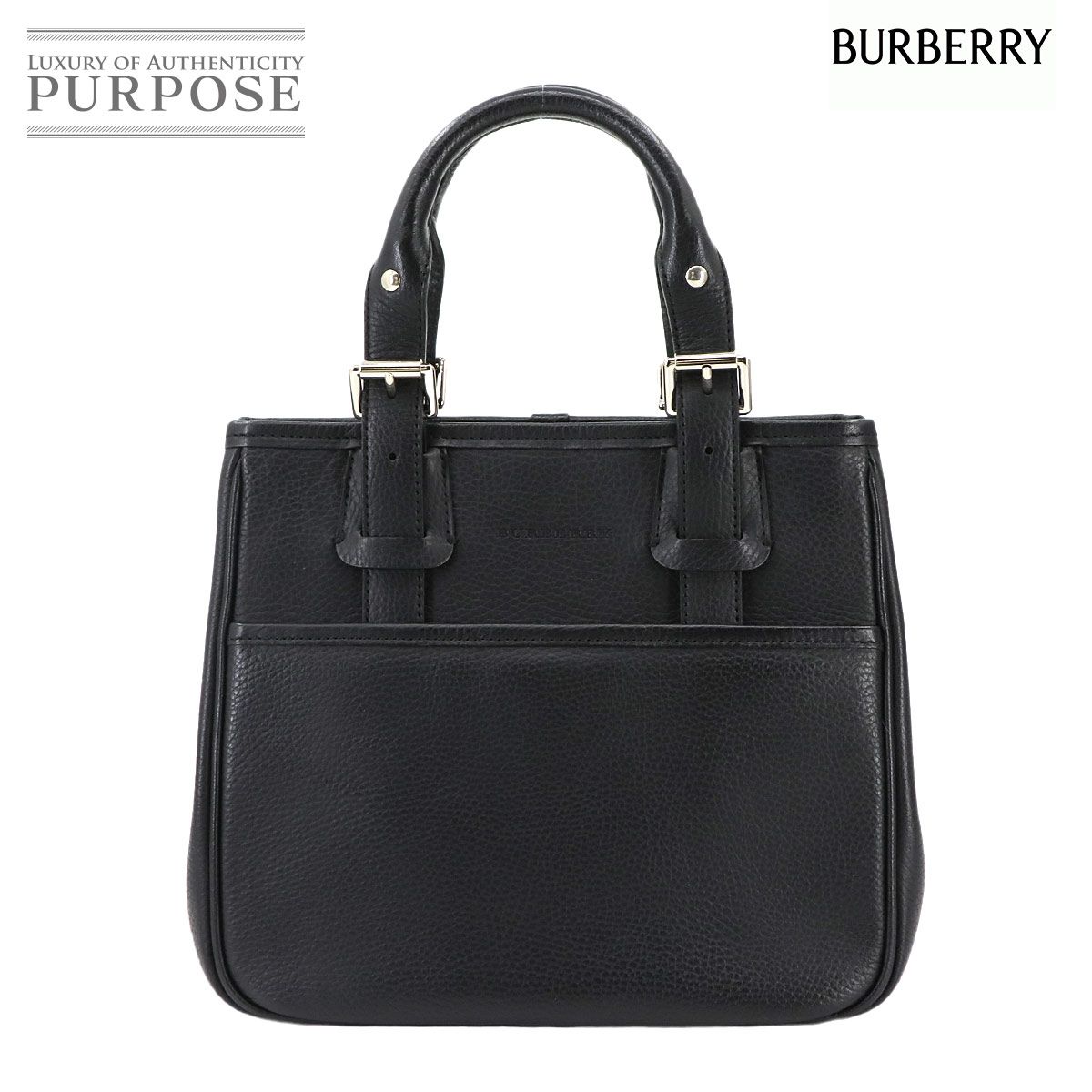 バーバリー BURBERRY ハンド バッグ レザー ブラック ノバチェック シルバー 金具 Hand Bag 90299683