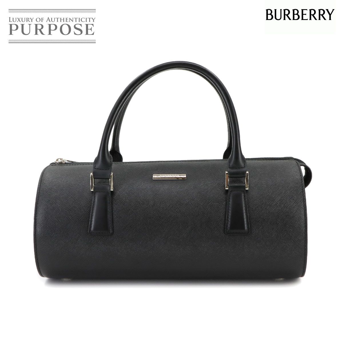 バーバリー BURBERRY ハンド バッグ レザー ブラック シルバー 金具 Hand Bag 90299684