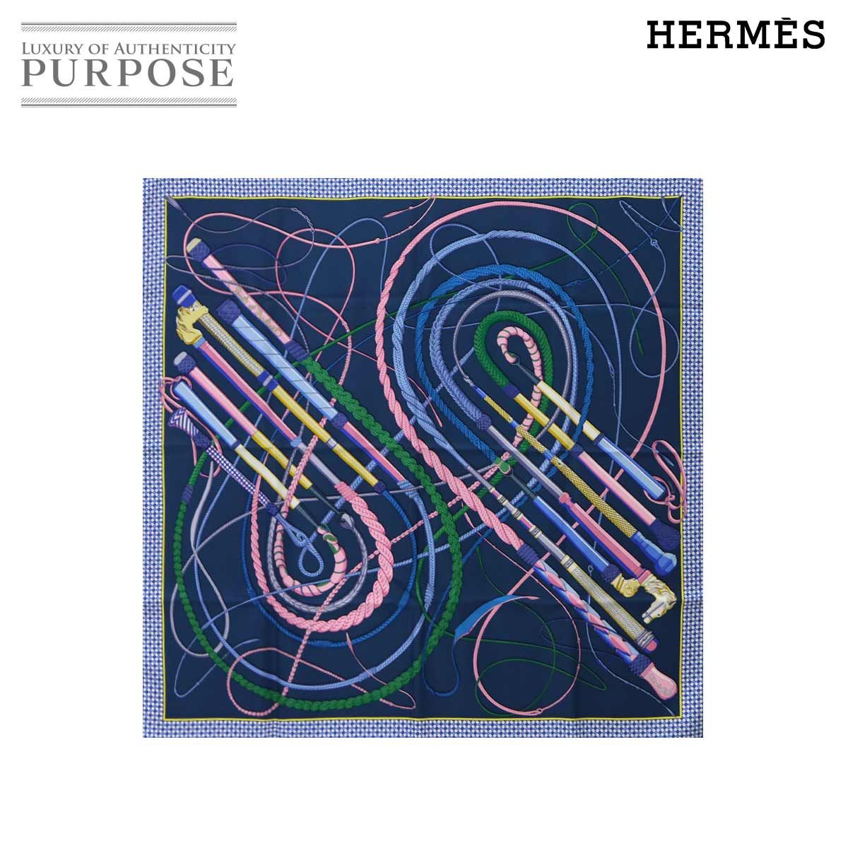 未使用 展示品 エルメス HERMES カレ 90 Fouets et Badines 鞭と