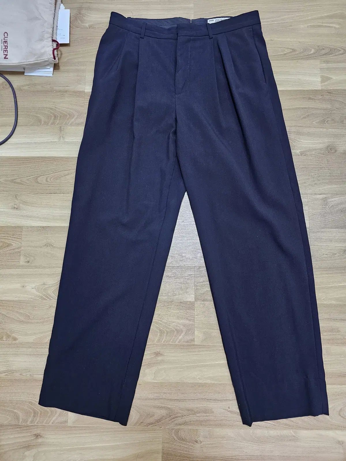 4 22ss ポッタリー トゥプリーツ ワイド パンツ スラックス ダークネイビー 夏用