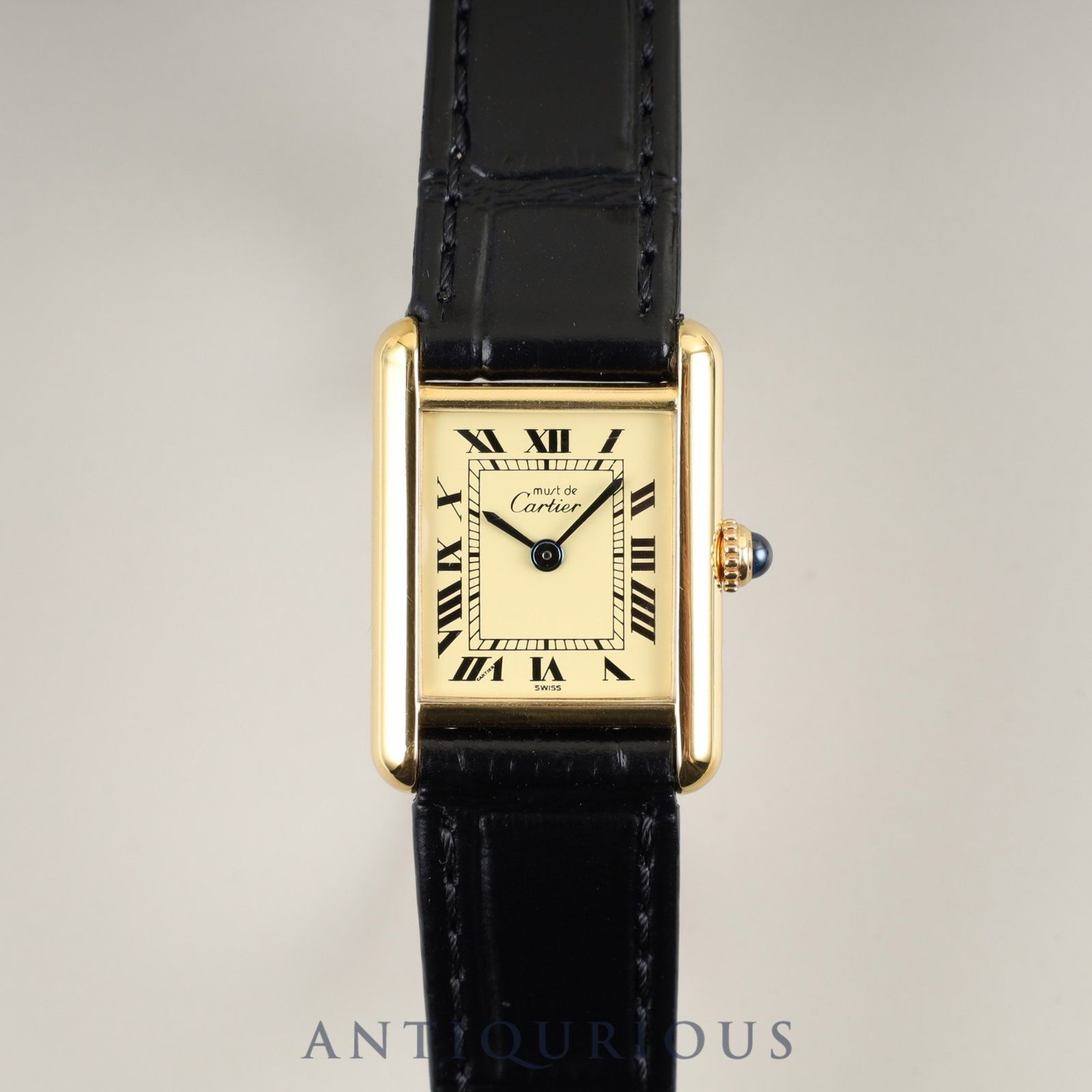 カルティエ マストタンク SM 5057001 クォーツ Cal.057 SV925 革 純正尾錠 GP アイボリーローマン文字盤 オーバーホール済み