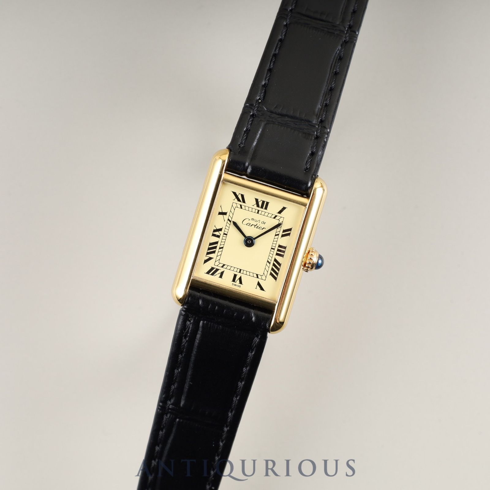 カルティエ マストタンク SM 5057001 クォーツ Cal.057 SV925 革 純正尾錠 GP アイボリーローマン文字盤 オーバーホール済み