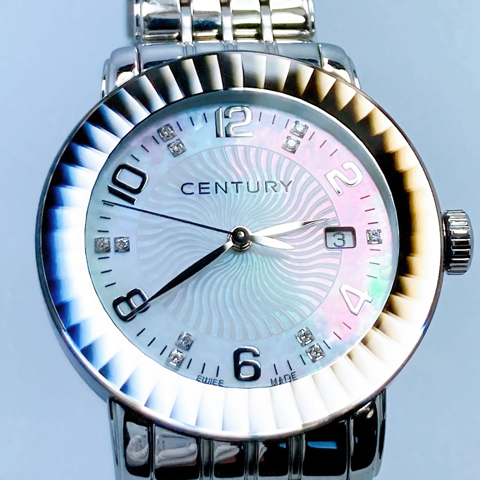 543 センチュリー タイムジェム エレガンス ダイヤ シェル デイト 腕時計