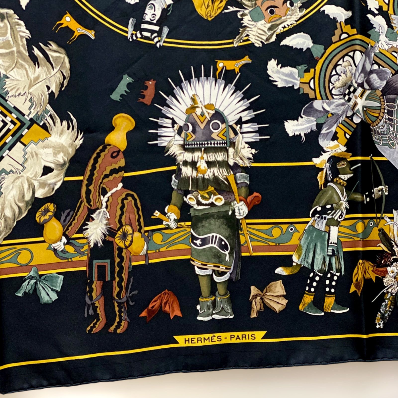 美品 エルメス カレ90 Kachinas シルクスカーフ カチナ