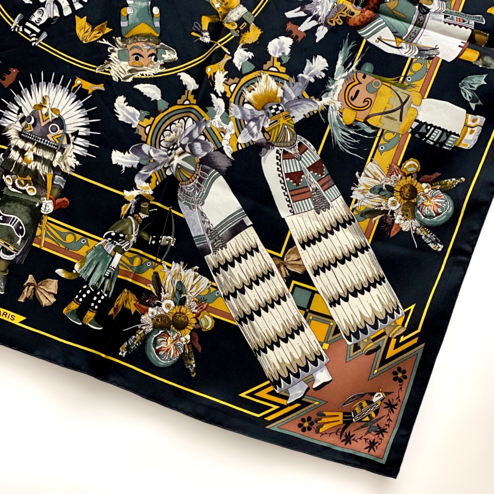 美品 エルメス カレ90 Kachinas シルクスカーフ カチナ