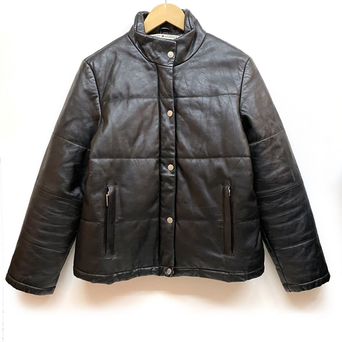 TOMMY HILFIGER トミーヒルフィガー レザージャケット アウター スタンド ブラック サイズM メンズ 津山店