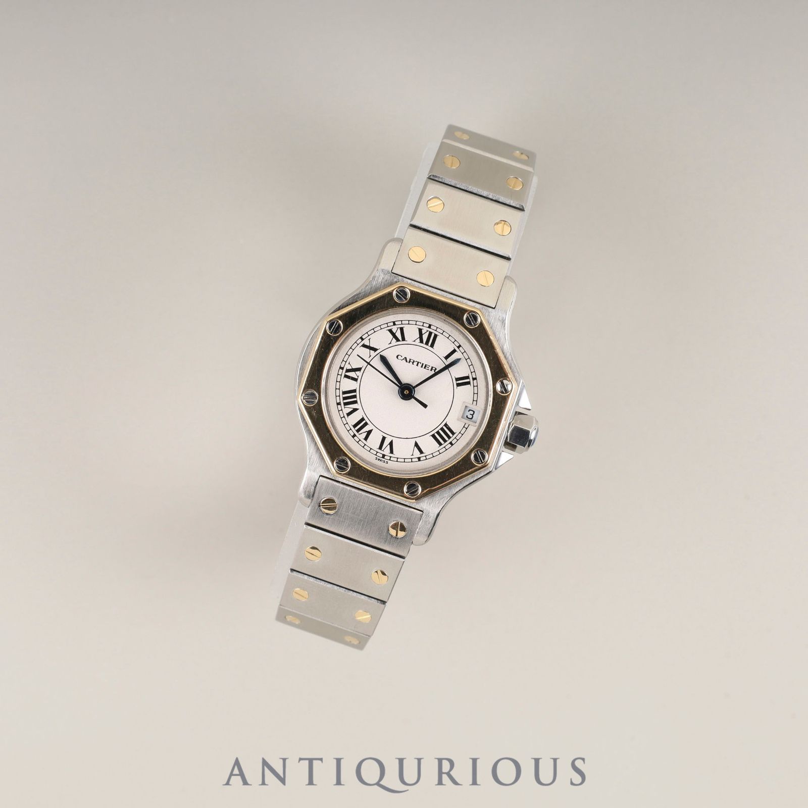 カルティエ サントス オクタゴン SM W2001683 187903 クォーツ Cal.87 SS YG SS YG アイボリーローマン文字盤 冊子 保証書 オーバーホール済み