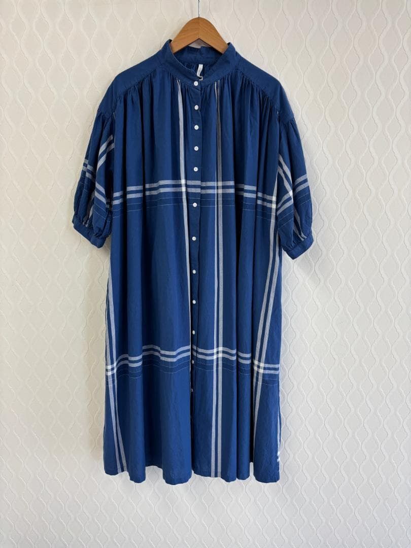 TUTIE. シャツワンピース 青 ブルー バンド ゆったり