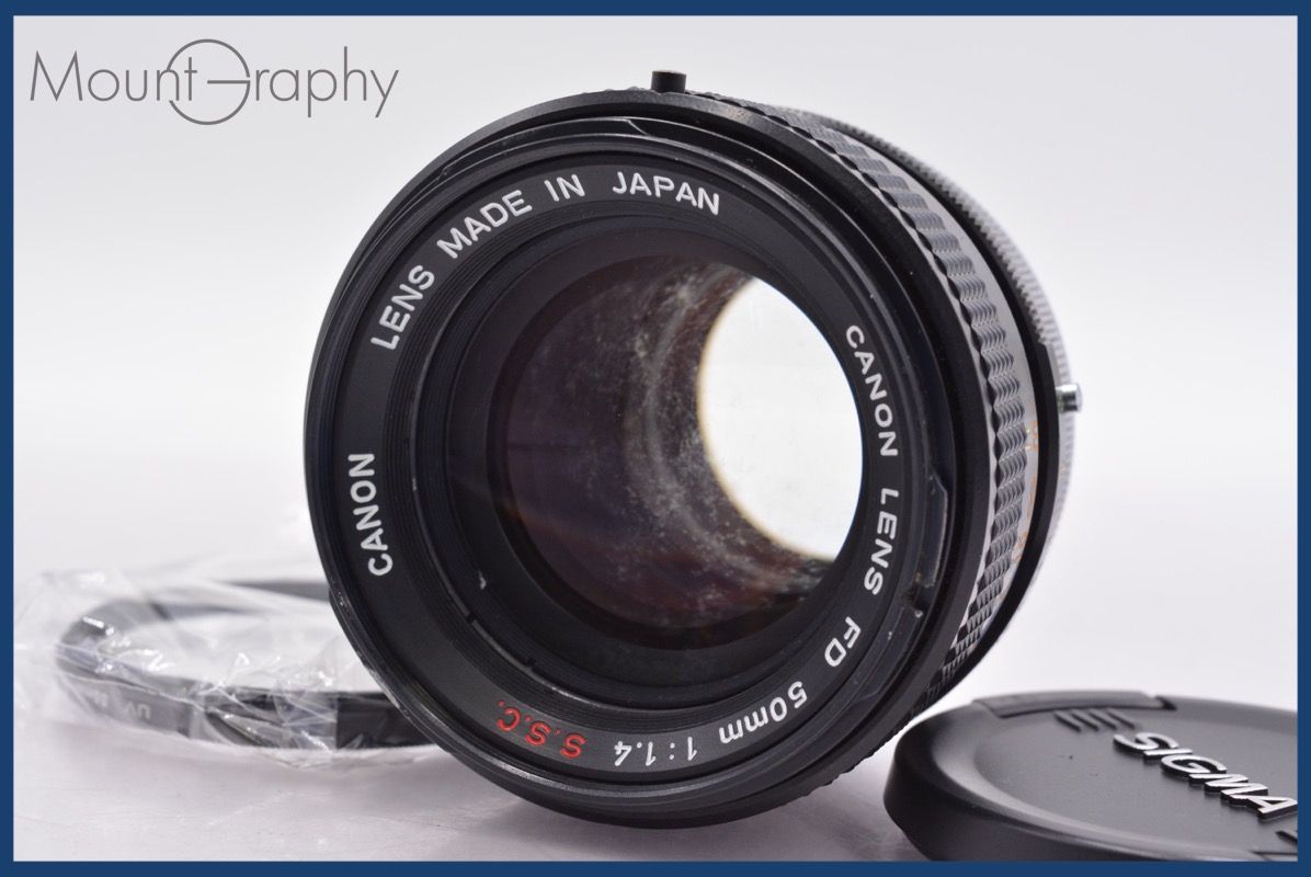 ジャンク キヤノン Canon FD 50mm F1.4 S.S.C 前キャップ レンズフィルター付 同梱可 am995
