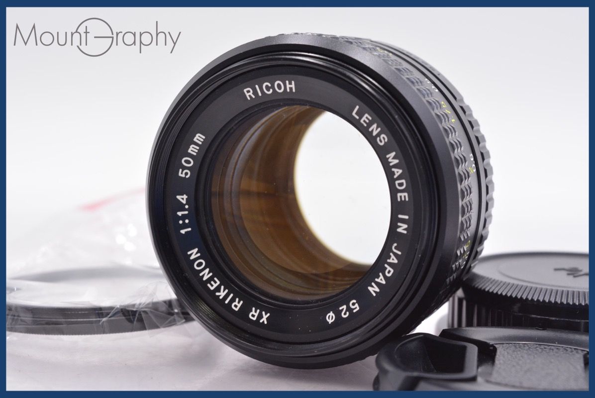 リコー RICOH XR RIKENON 50mm F1.4 前後キャップ-レンズフィルター付 完動 同梱可 am997