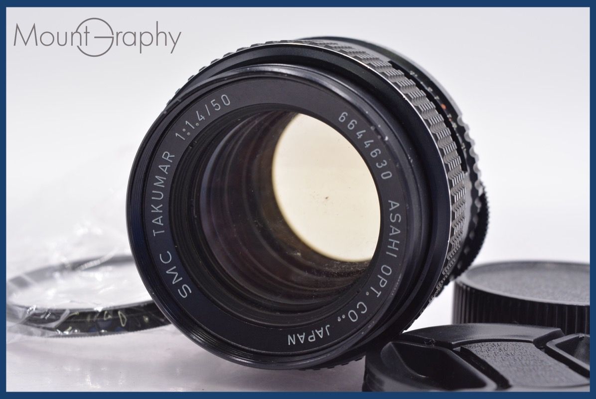 ペンタックス PENTAX SMC TAKUMAR 50mm F1.4 前後キャップ-レンズフィルター付 同梱可 am998
