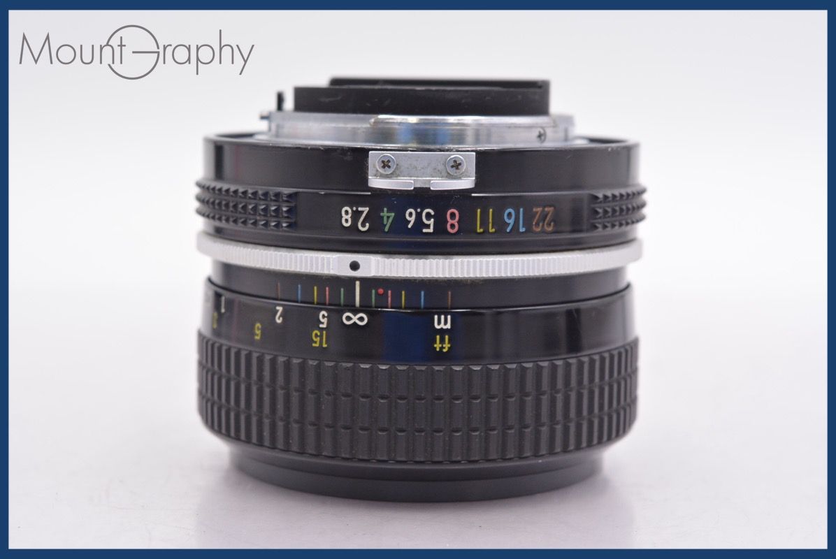 上 ニコン Nikon NIKKOR 35mm F2.8 非Ai 前後キャップ-レンズフィルター レンズフード付 完動 同梱可 am1055