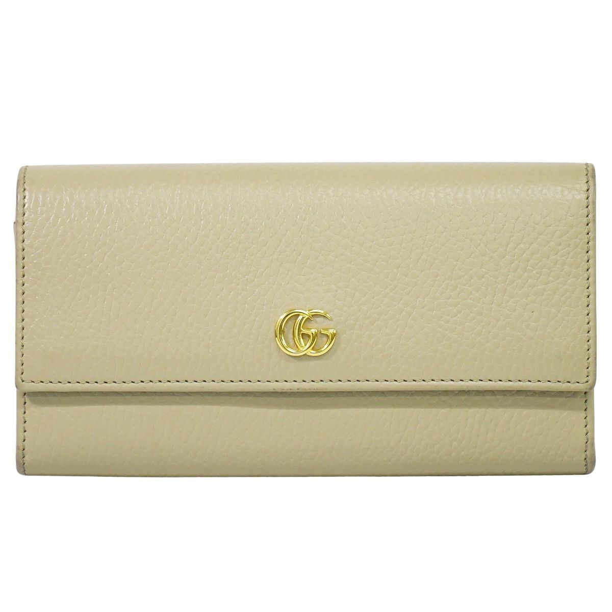 本物 グッチ GUCCI GGマーモント 長財布 ロングウォレット レザー ベージュ 456116 財布 ウォレット フォロー割