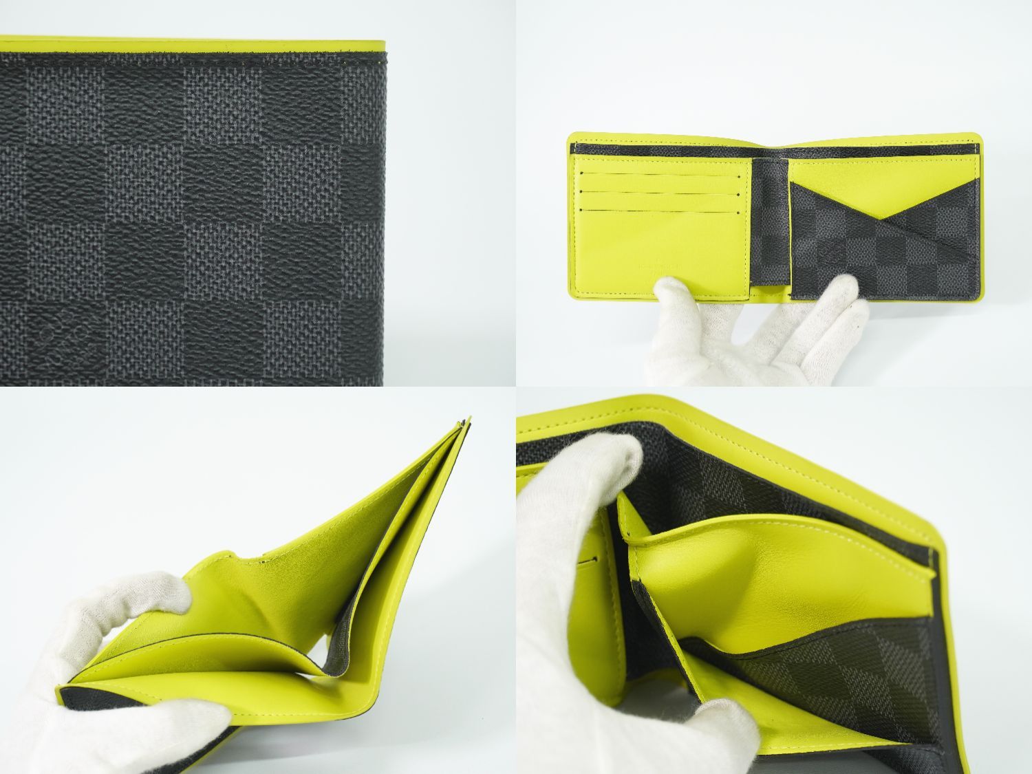 ルイヴィトン LOUIS VUITTON LV ポルトフォイユ ミュルティプル ダミエ グラフィット 折財布 ブラック グレー イエロー N 63260 ビトン 財布 ウォレット フォロー割