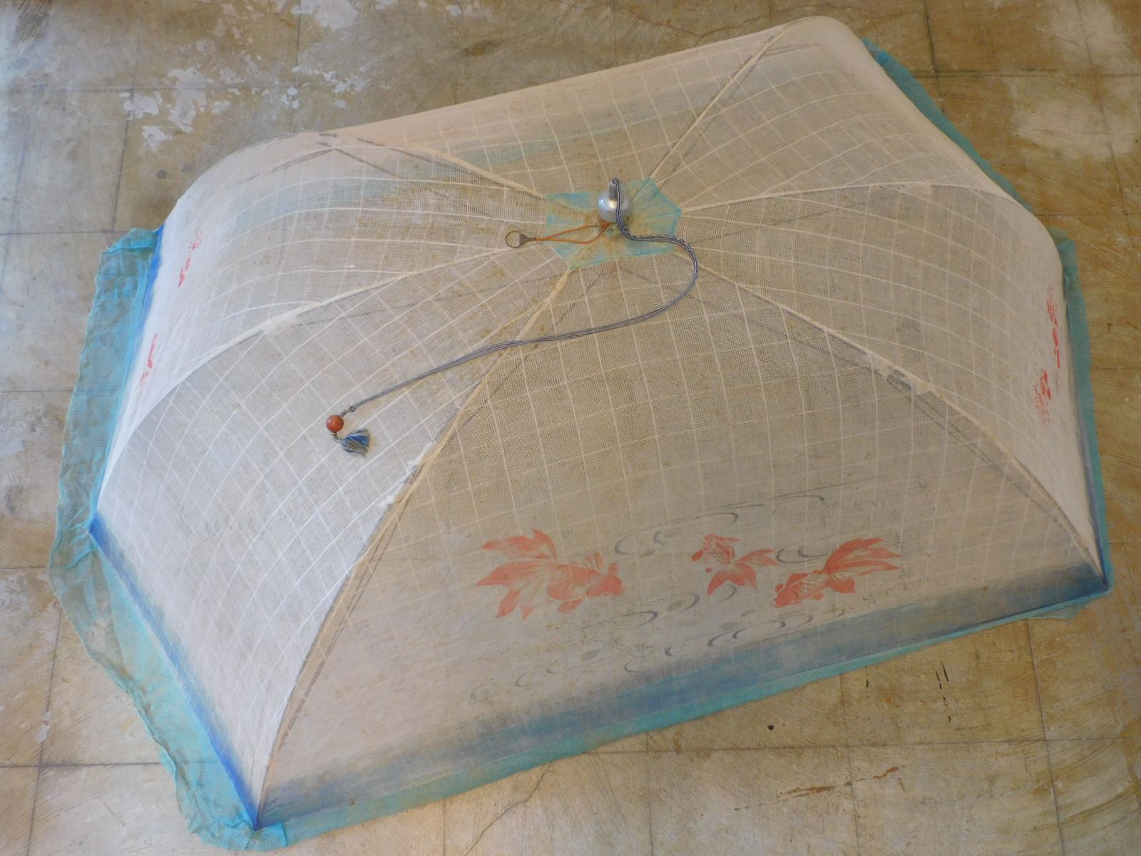 昭和レトロ 金魚柄 折りたたみの蚊帳 HK-a-05656 / 蚊帳 かや 古民家