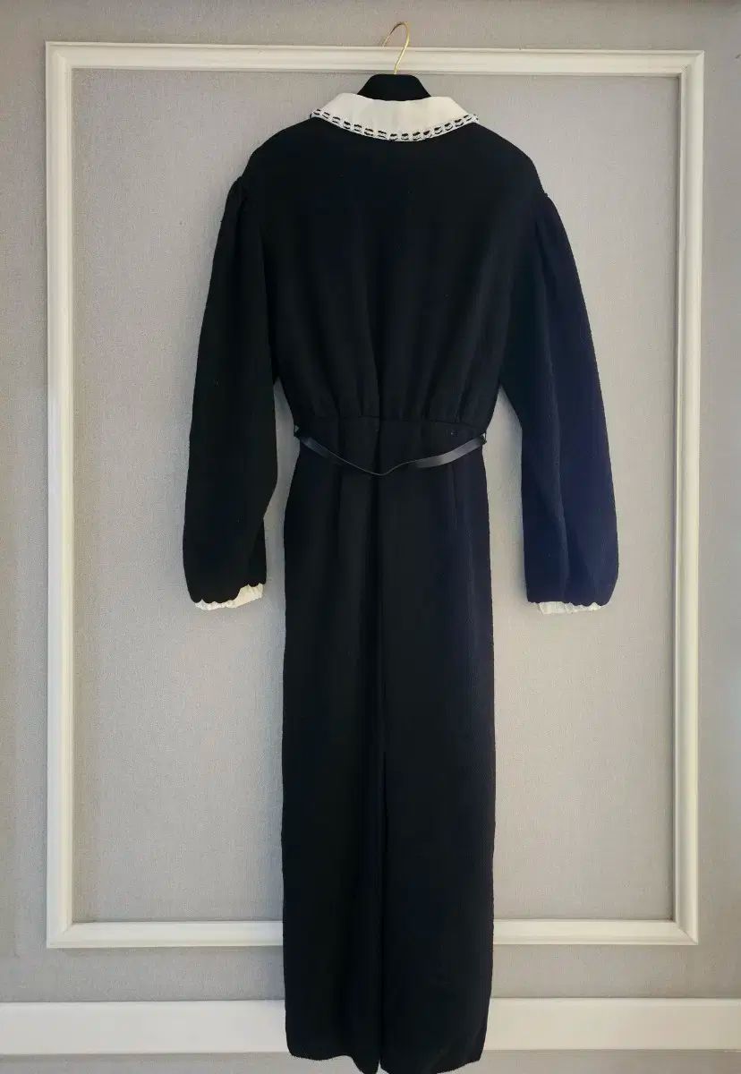 ランバン ドームベルト バフ袖 ロング ワンピース55