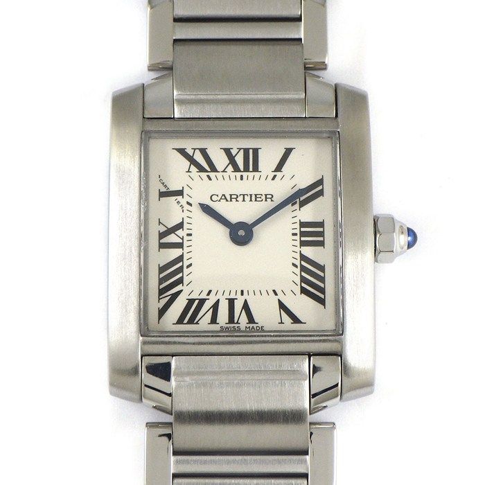 カルティエ Cartier 腕時計 タンク フランセーズ SM W51008Q3 スクエア アイボリー文字盤 SS クオーツアナログ