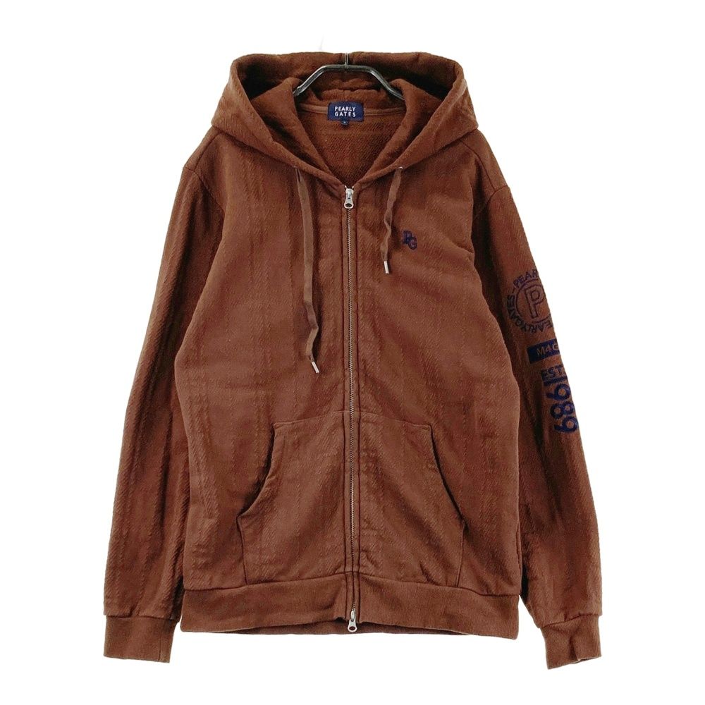 サイズ 5 PEARLY GATES パーリーゲイツ モデル スウェット ジップパーカー チェック柄 ブラウン系 240101548370 ゴルフウェア メンズ ストスト