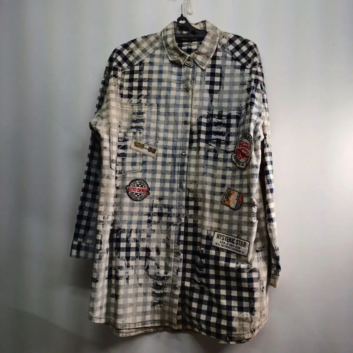 ダメージ CHECK ロング シャツ100 サイズ 春 秋 511009