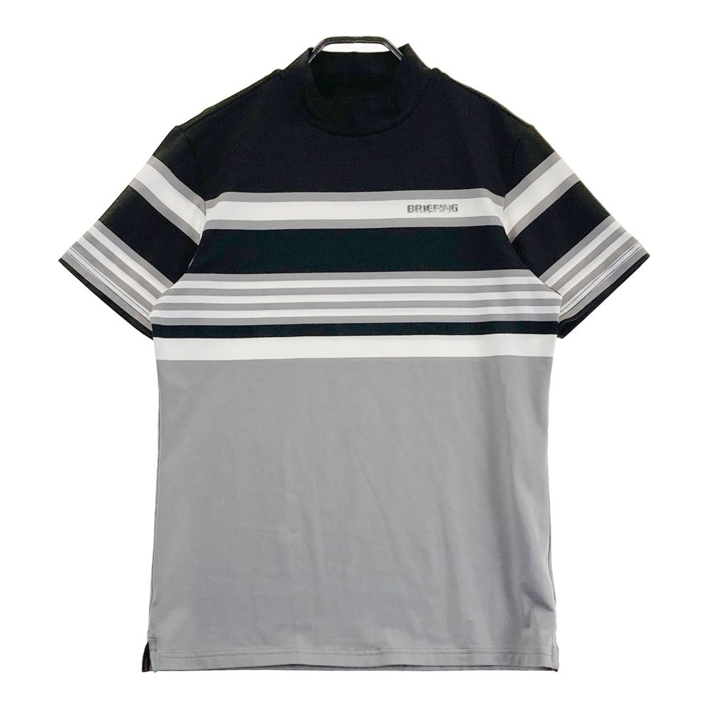 サイズ M BRIEFING GOLF ブリーフィング モデル モックネック半袖Tシャツ ボーダー柄 グレー系 240101496214 ゴルフウェア メンズ ストスト