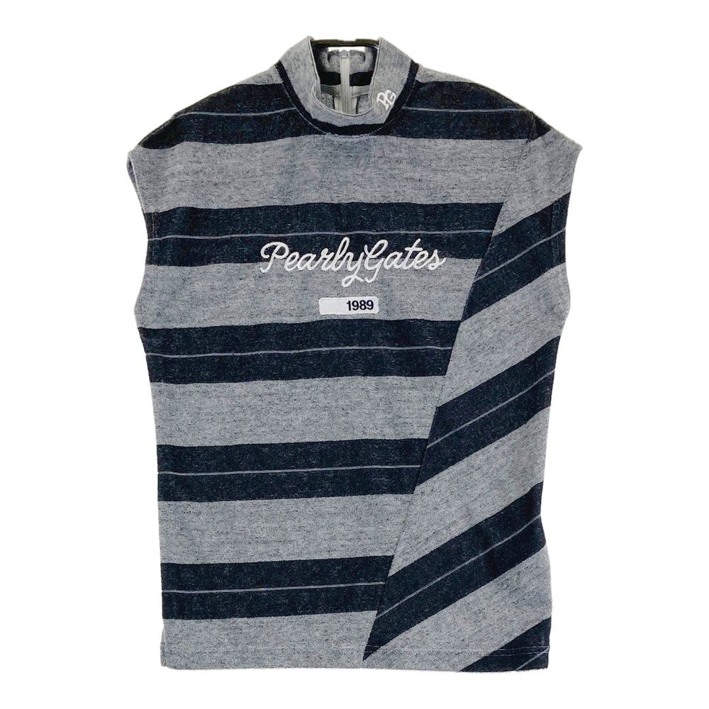 サイズ 1 PEARLY GATES パーリーゲイツ モデル ハイネック 半袖Tシャツ パイル ボーダー柄 グレー系 240101497866 ゴルフウェア レディース ストスト